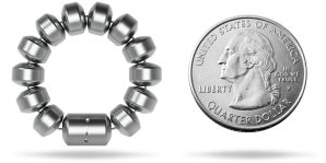 The size of the LINX band next to a quarter of the same size.