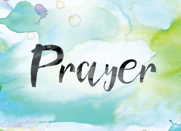 Watercolor background with the word "Prayer"