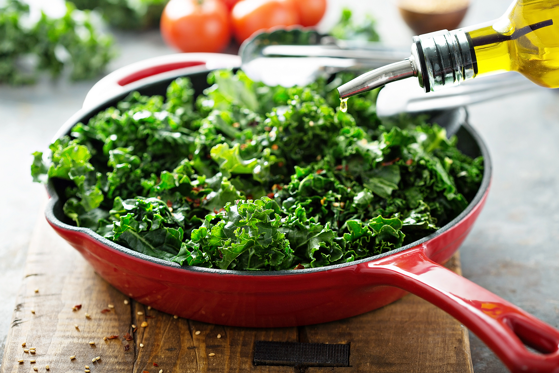 Kale in sautee pan
