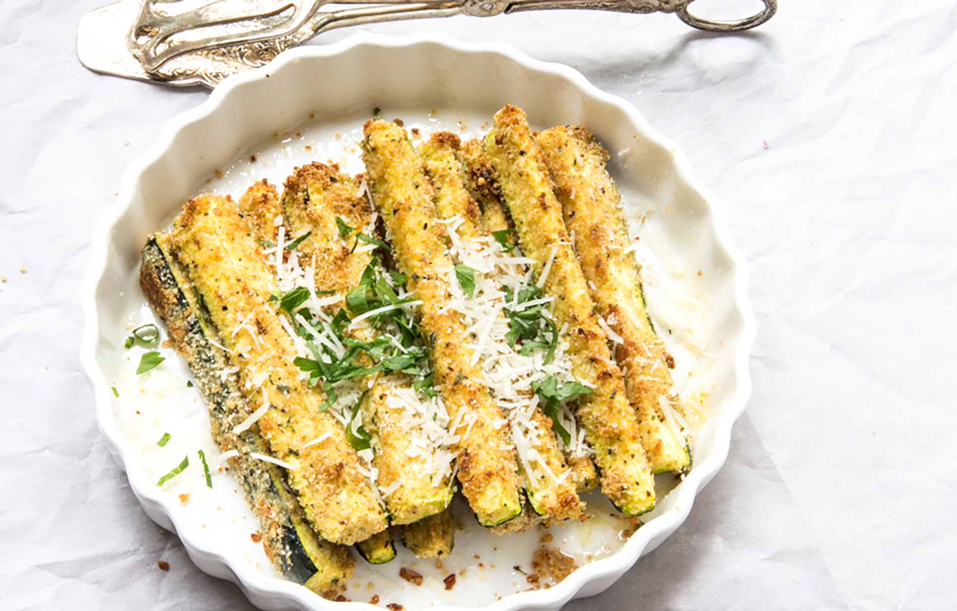 Roasted zucchini with Parmesan cheese