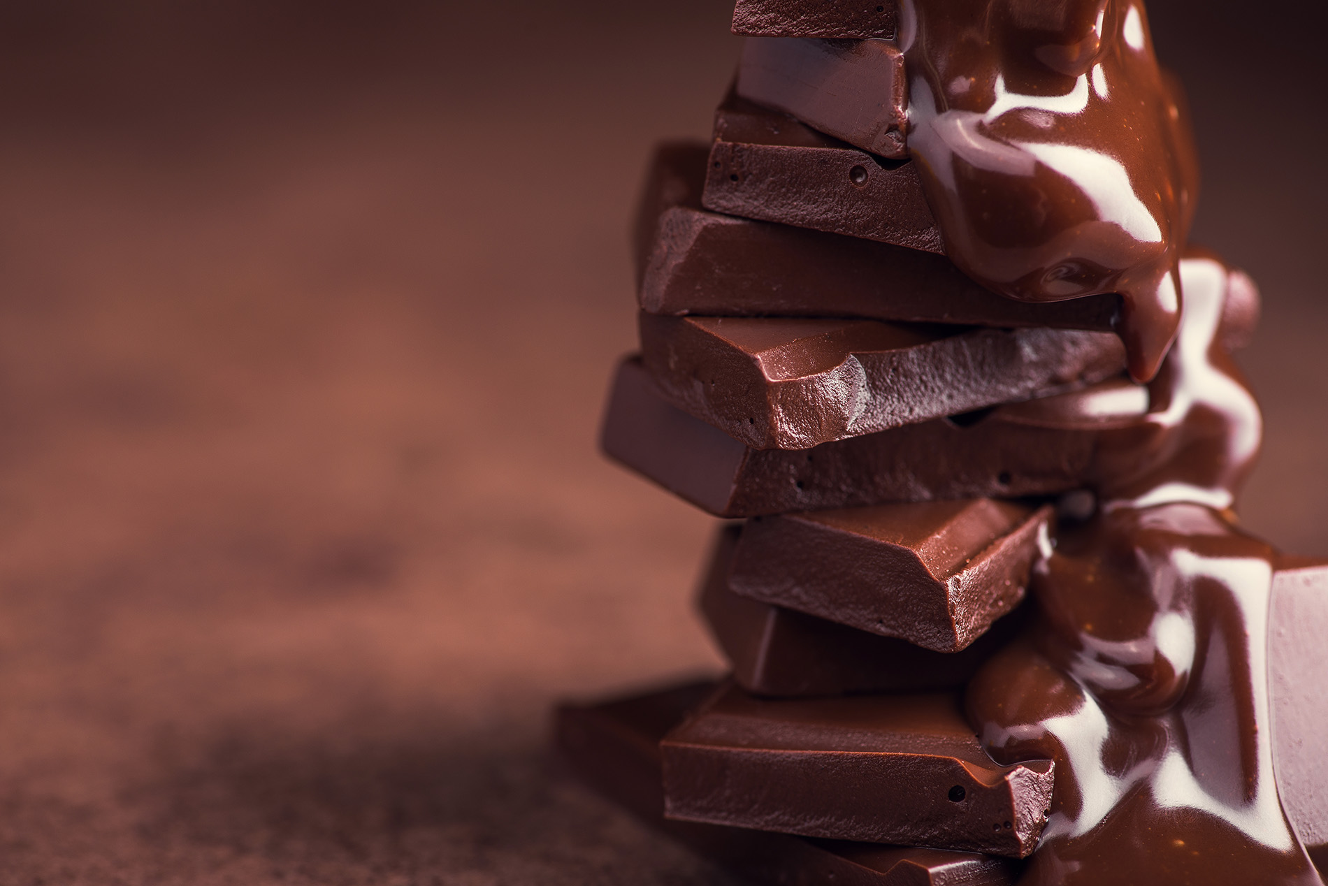 Dark chocolate bars drizzled with melted dark chocolate