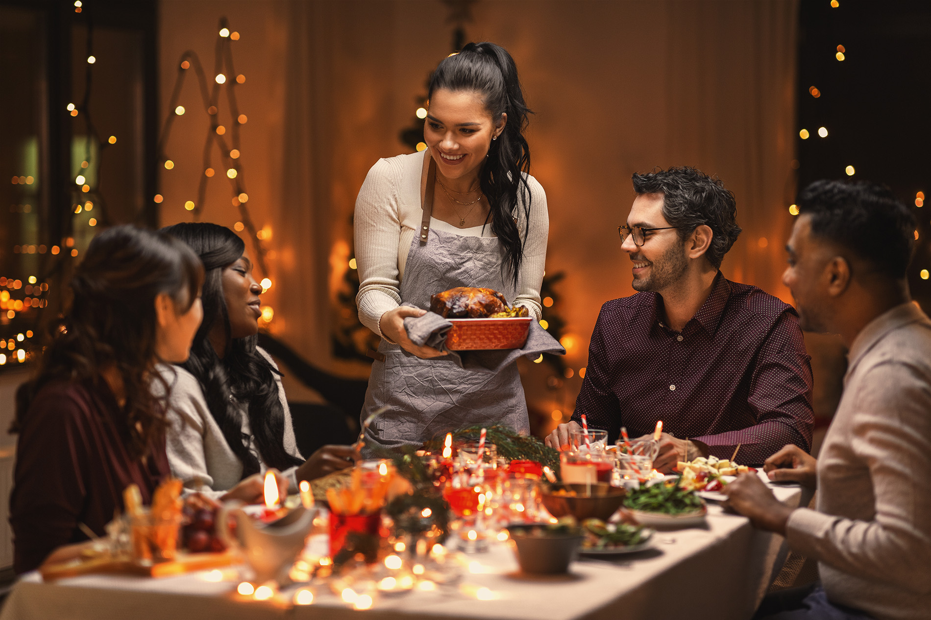 People sharing holiday meal