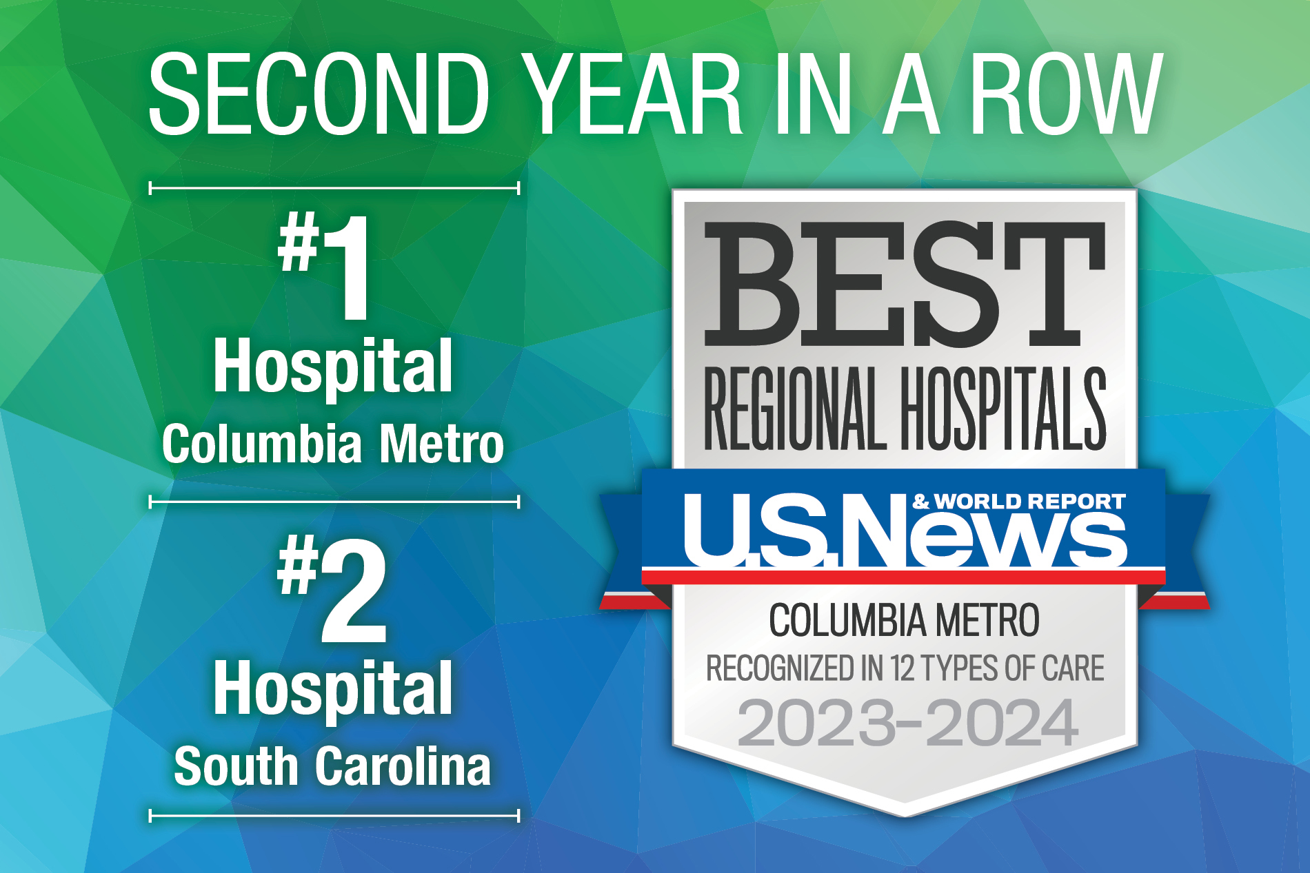 US News & World Report Best Hospital in Columbia Metro badge