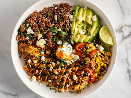 Quinoa and Chia Seed Bowl with Chicken Breast