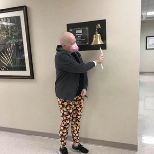 Carrie ringing bell after cancer treatment