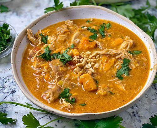 Chicken stew and collards