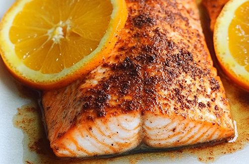 Cocoa-Spiced Salmon on plate