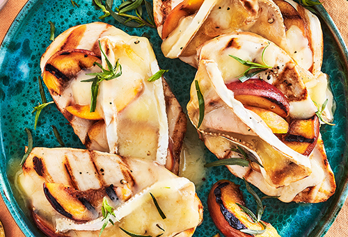 Grilled Peach and Brie Smothered Chicken