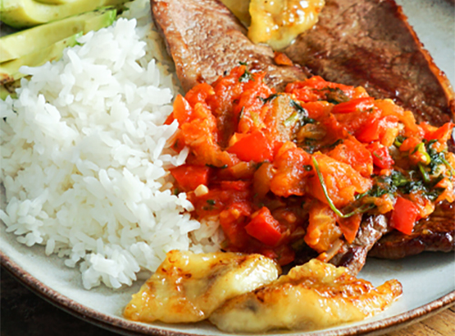 Flank steak with watermelon salsa